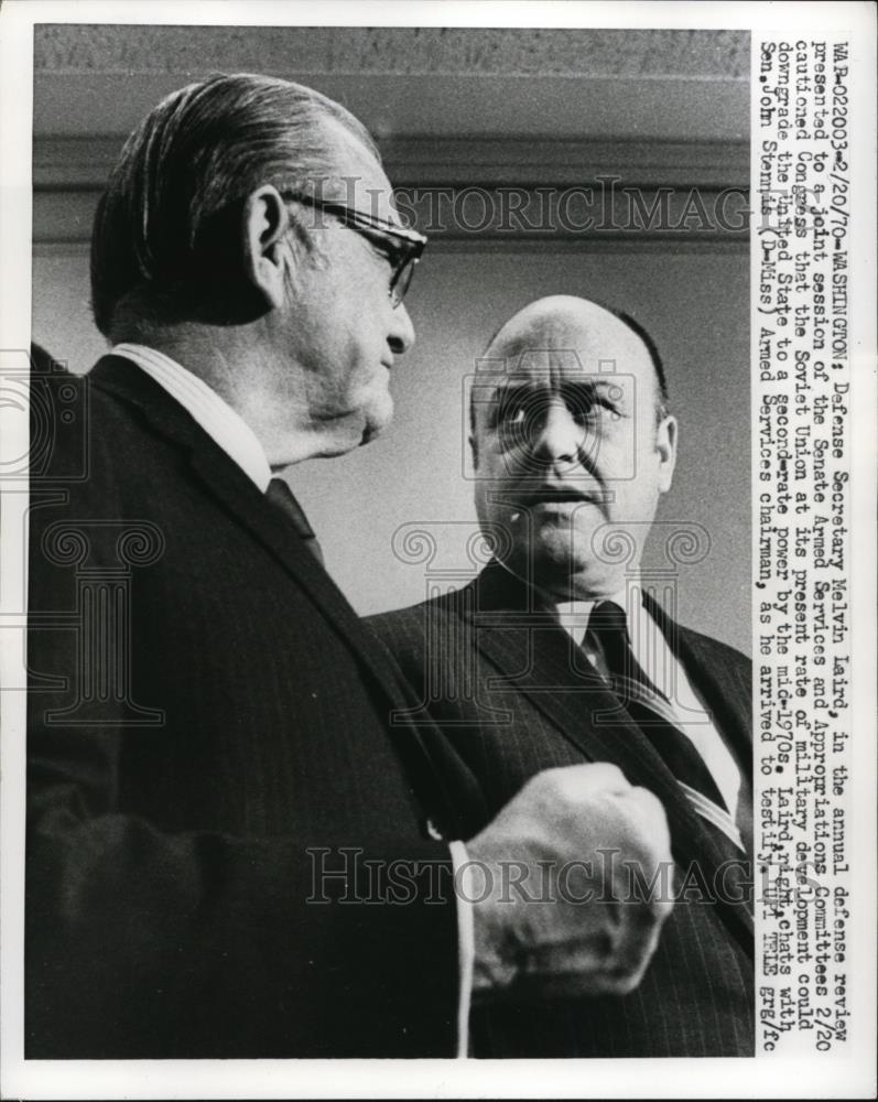 1970 Press Photo Defense Secretary Melvin Laird &amp; Senator John Stennis of Miss - Historic Images