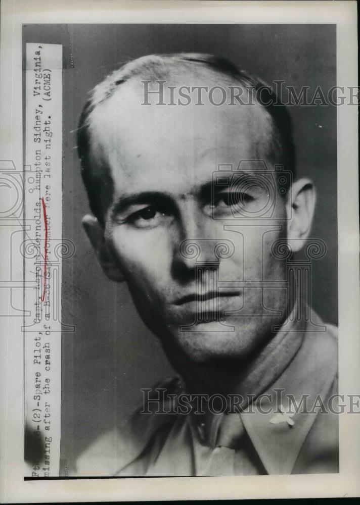 1949 Press Photo Spare Pilot Capt. harold Kernolds missing after B-36 Crash - Historic Images