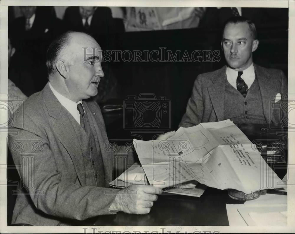 1934 Press Photo Col. Harris discusses war profits at Senate munitions hearing - Historic Images