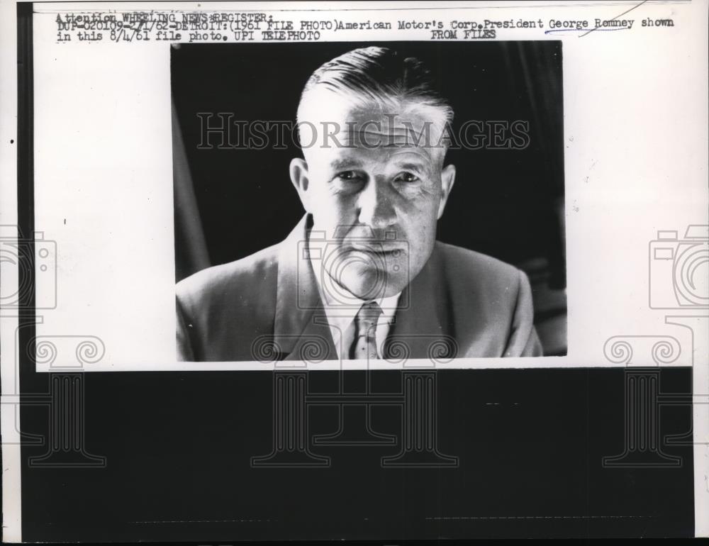 1961 Press Photo American Motor Corp&#39;s George Romney - Historic Images