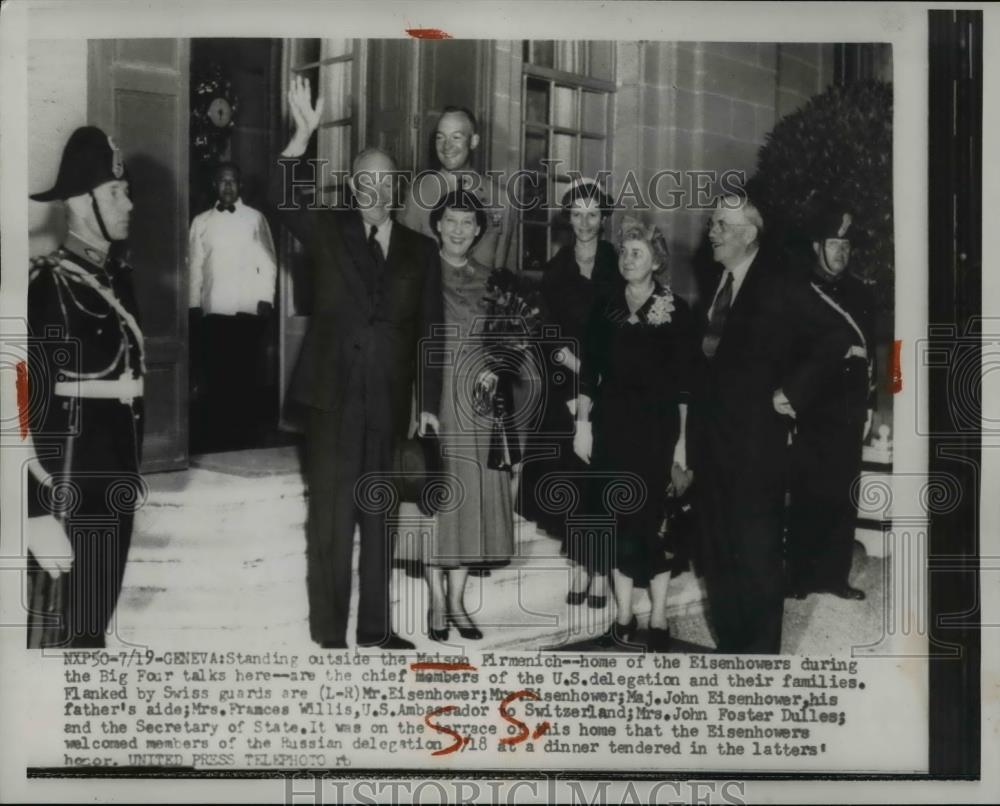 1955 Press Photo President &amp; Mrs Eisenhower at Geneva for Big Four talks - Historic Images