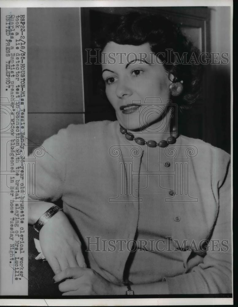 1955 Press Photo Miss Tessie Bandy, Slaying of Mrs. Lucille Quarles - Historic Images