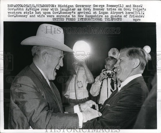 1967 Press Photo Michigan Gov George Romney and Mass Gov JOhn Volpe - Historic Images