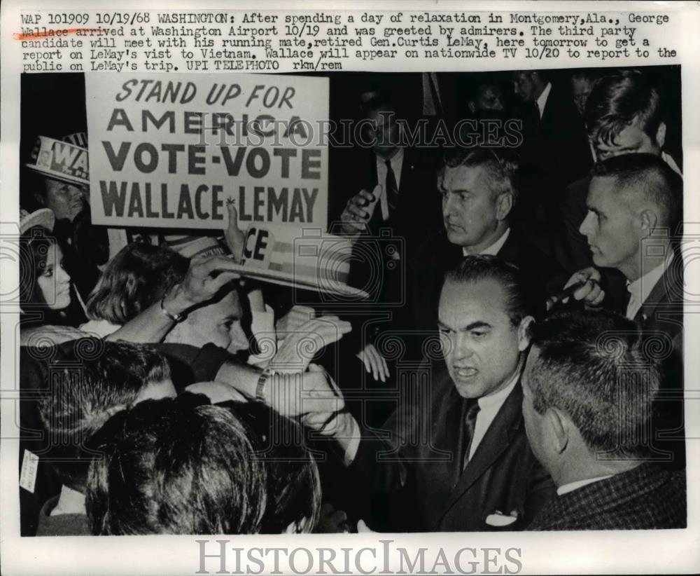 1968 Press Photo DC President candidate George Wallace campaigns with LeMay - Historic Images