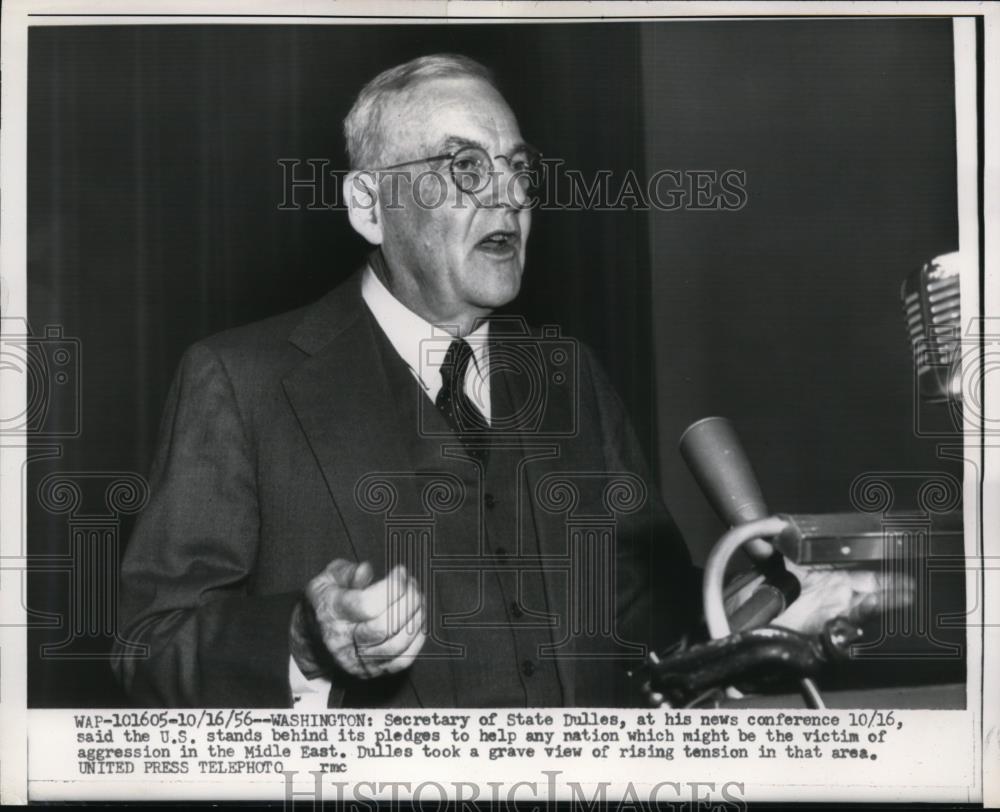 1956 Press Photo Sec. Of State John Foster Dulles At His News Conference - Historic Images