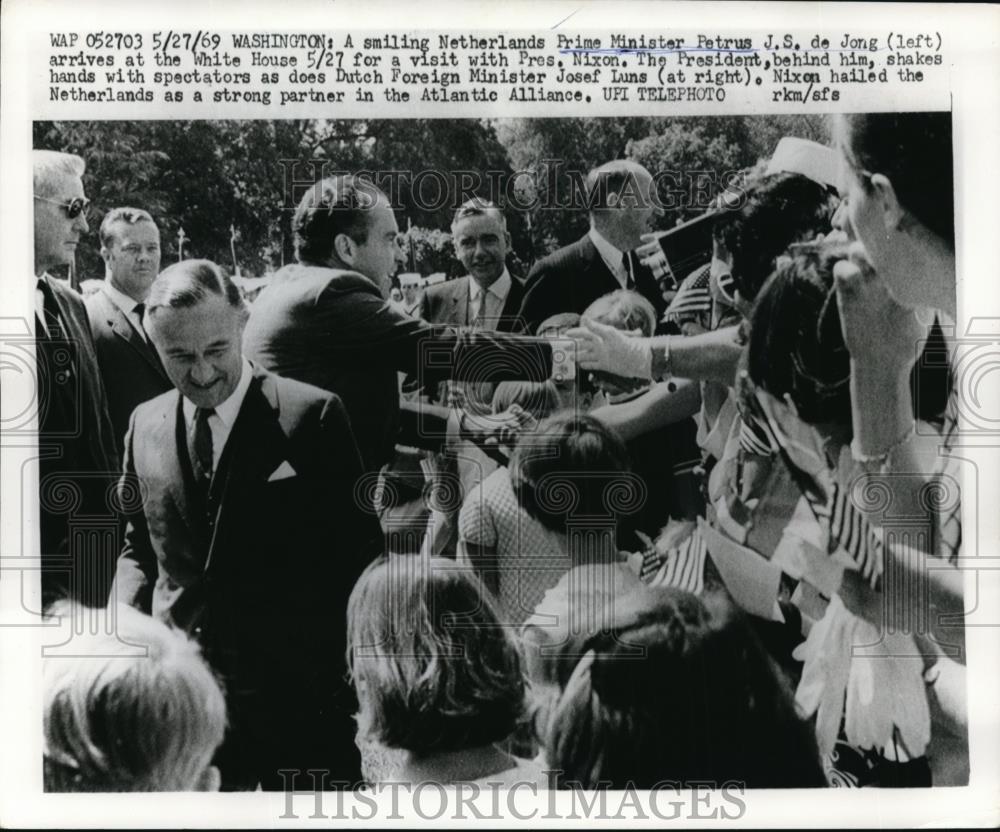 1969 Press Photo Pres. Richard Nixon and Netherlands Prime Minister J.S.de Jong - Historic Images