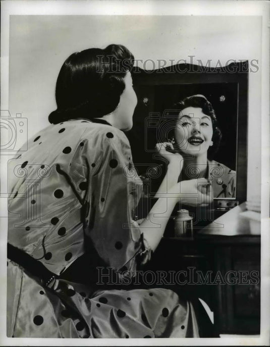 1956 Press Photo Woman Wears Hearing Aid Built into Earring - Historic Images