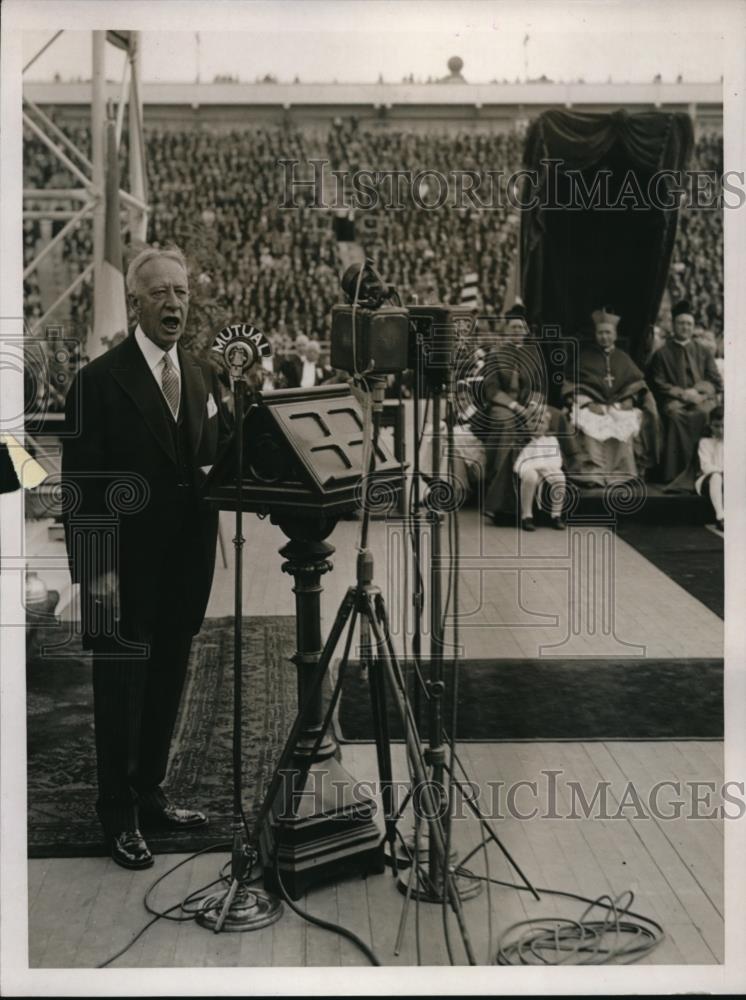 1936 Press Photo Former NY Governor Alfred Smith speech &amp; Most Rev AG Cicognani - Historic Images