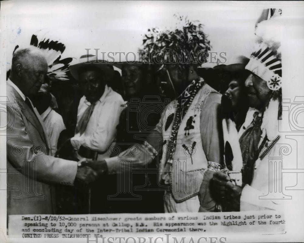 1952 Press Photo Presidential candidate Eisenhower, Inter Tribal Ceremony Denver - Historic Images