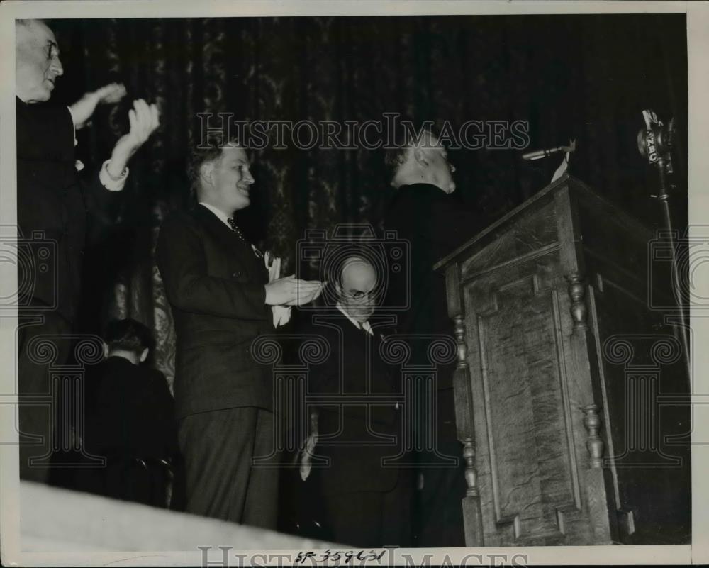 1936 Press Photo Herbert Hoover, Marshall Hale, J. Hamilton & J. McNab at Rally - Historic Images