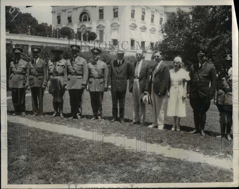 1932 Press Photo Members of Modern Woodmen of America visit President Hoover. - Historic Images