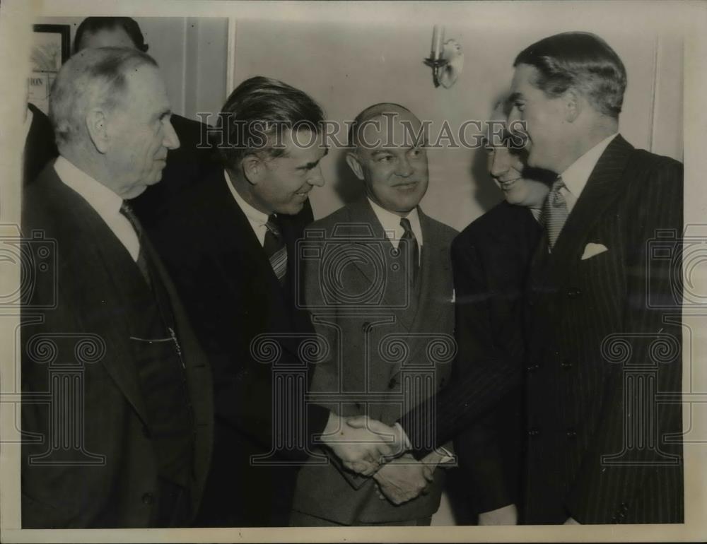 1938 Press Photo Captain Anthony Eden Greets Cabinet Members, Washington D.C. - Historic Images