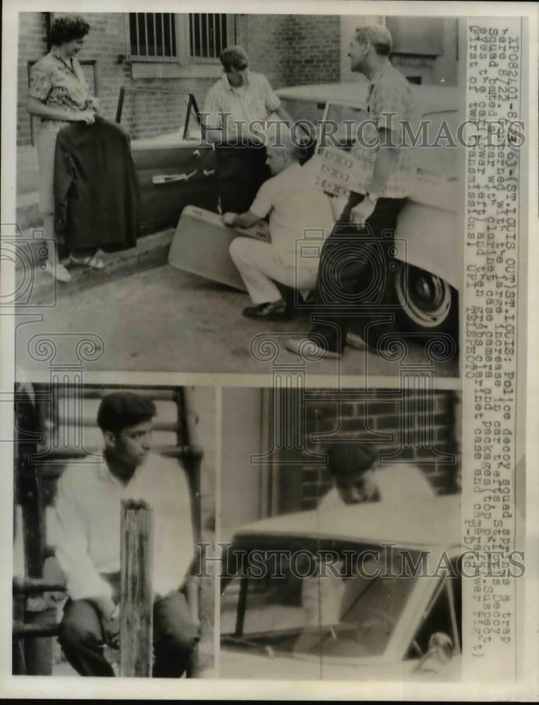 1963 Press Photo St Louis Police Set Up Trap Car to Catch Car Thief&#39;s - Historic Images