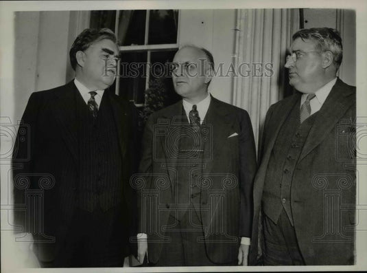 1939 Press Photo John L. Lewis, W.L. Robison and Charles O'Neil at White House - Historic Images