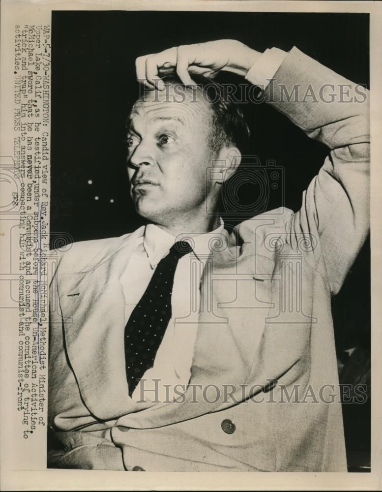 1953 Press Photo Reverend Jack Richard McMichael After Communism Trial - Historic Images