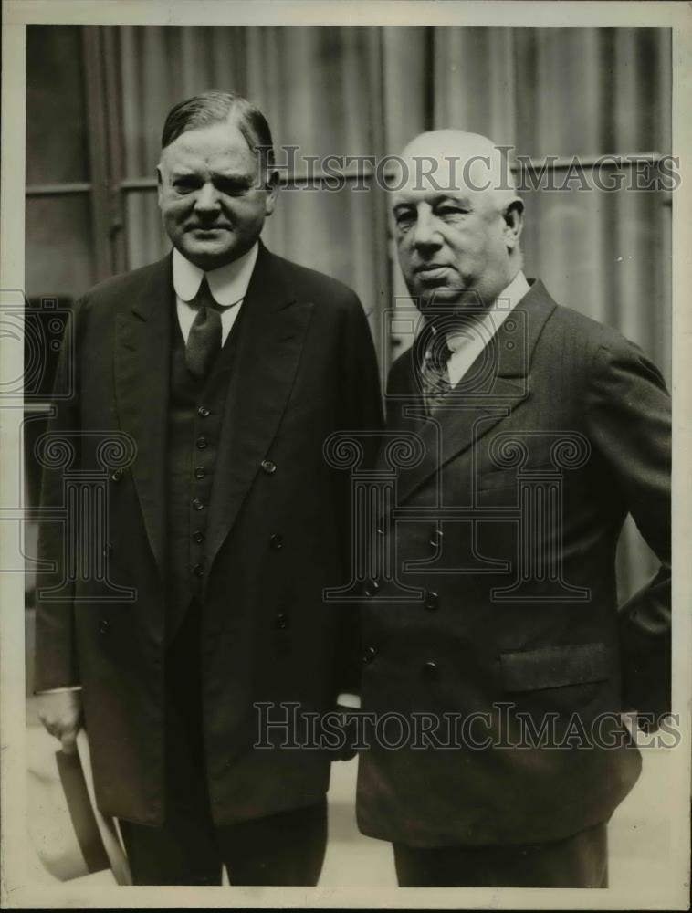 1930 Press Photo Secretary of Commerce Herbert Hoover &amp; Admiral WGH Bullard - Historic Images