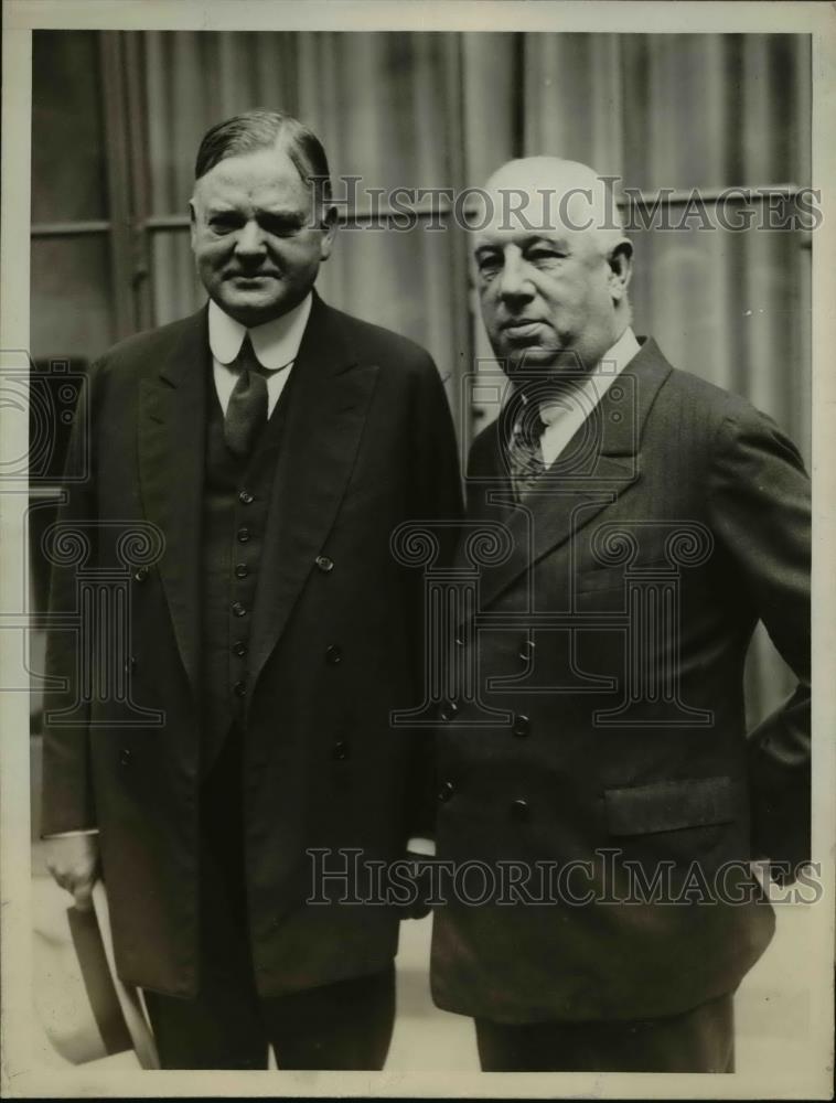 1930 Press Photo Secretary of Commerce Herbert Hoover & Admiral WGH Bullard - Historic Images