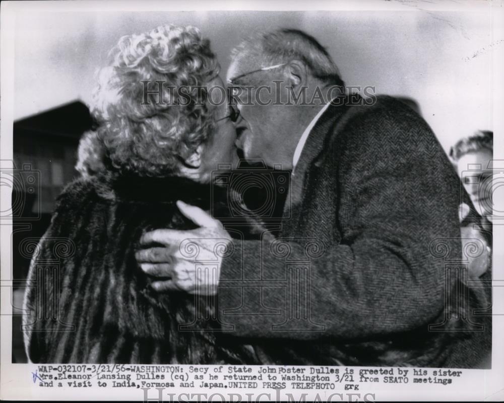 1956 Press Photo Secretary of State John Foster Dulles &amp; Sister Eleanor Lansing - Historic Images