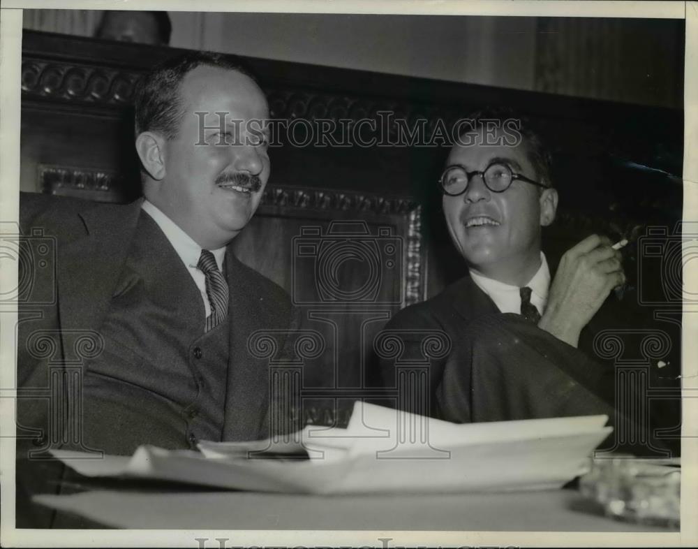 1934 Press Photo Vincent Actor, Kermit Roosevet Senate Ocean Hail hearing - Historic Images