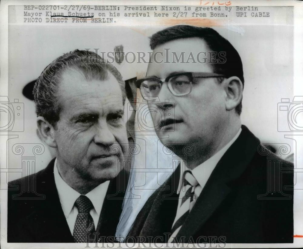 1969 Press Photo Pres. Nixon Berlin Mayor Klaus Schuetz - Historic Images