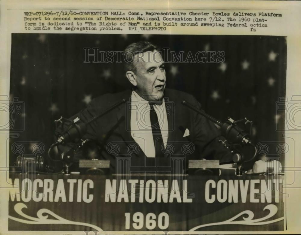 1960 Press Photo Rep.Chester Bowles of Conn.address at Democrat Natl.Convention. - Historic Images