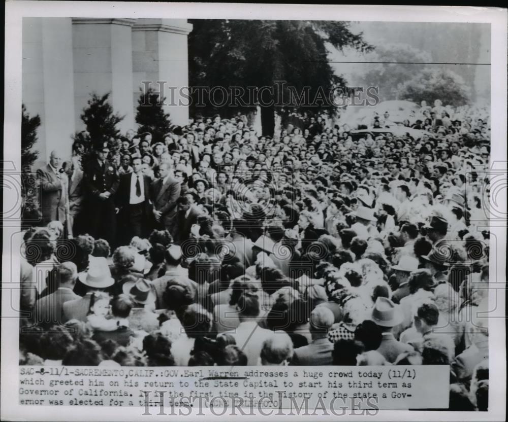 1950 Press Photo Governor Earl Warren at California State Capital - Historic Images