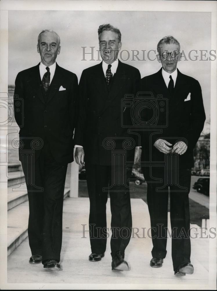 1937 Press Photo Rep Lewis K Rockefeller Bruce Barton, Ralph Gamble - Historic Images