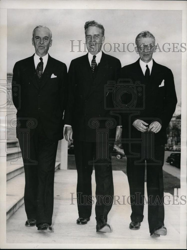 1937 Press Photo Rep Lewis K Rockefeller Bruce Barton, Ralph Gamble ...