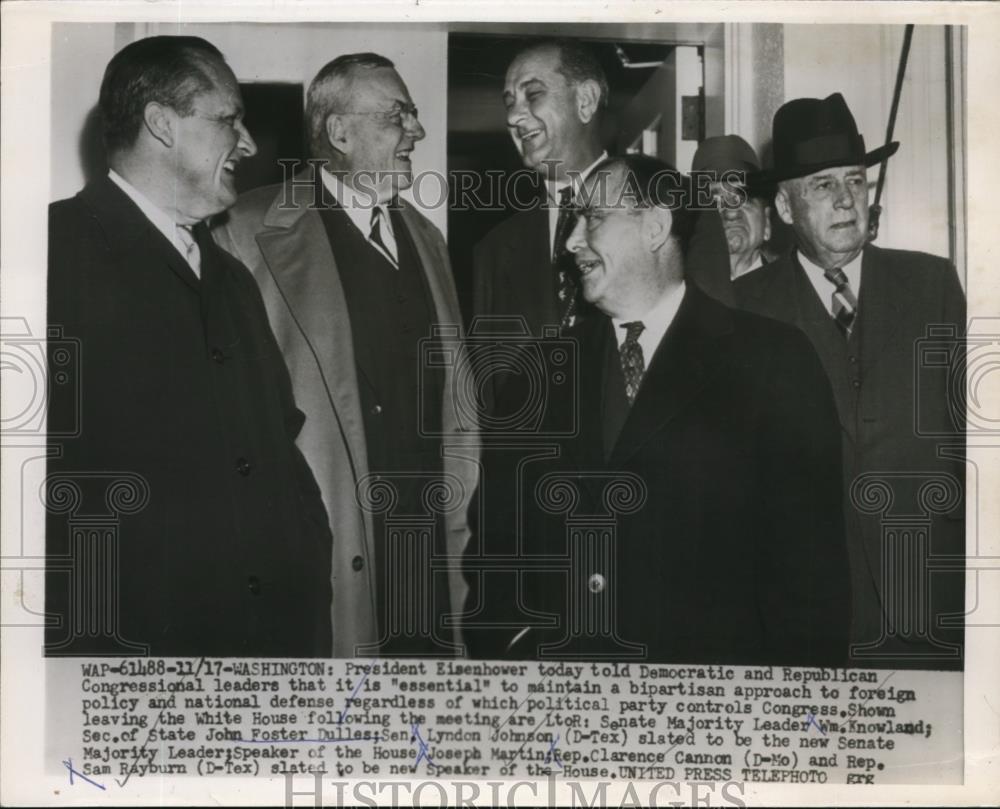 1954 Press Photo Democrat and Republican Leaders leaving the White House. - Historic Images