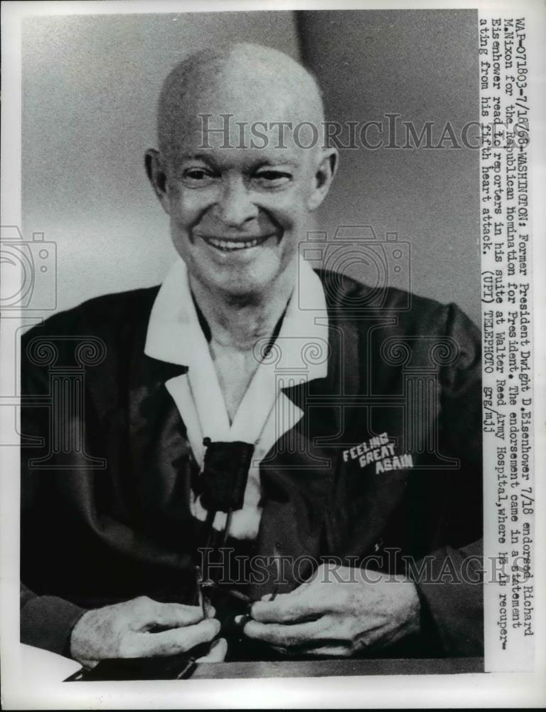 1968 Press Photo Former President Eisenhower endorses Richard Nixon for Pres. - Historic Images