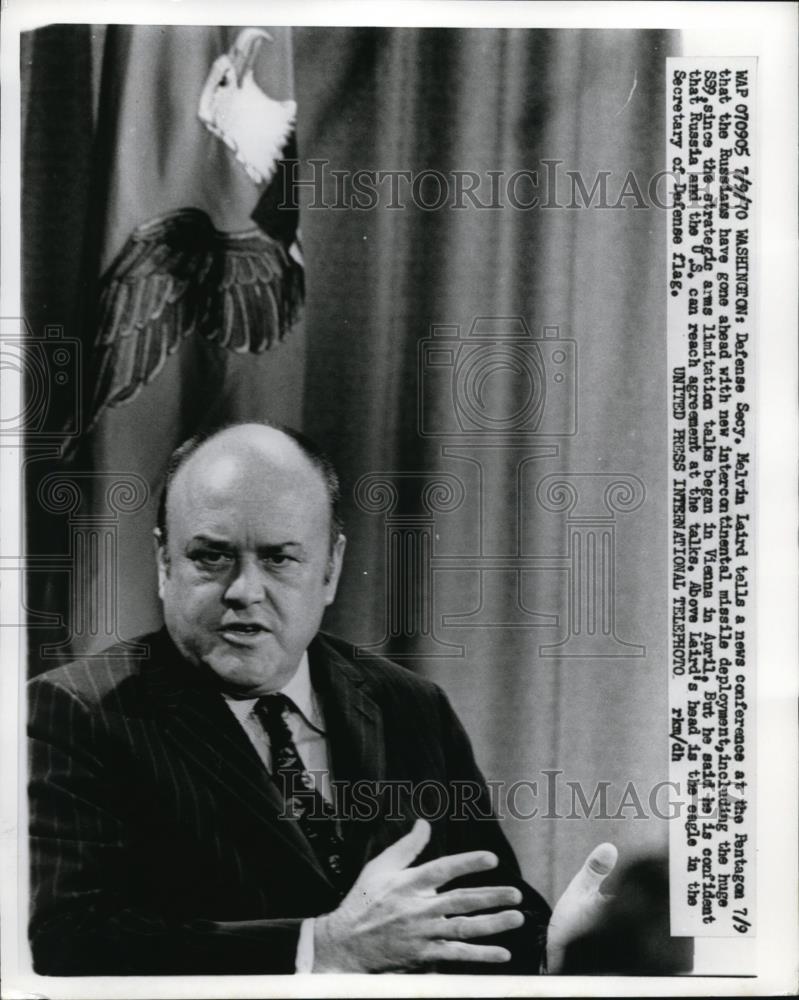 1970 Press Photo Defense Secretary Melvin Laird conference at the Pentagon - Historic Images