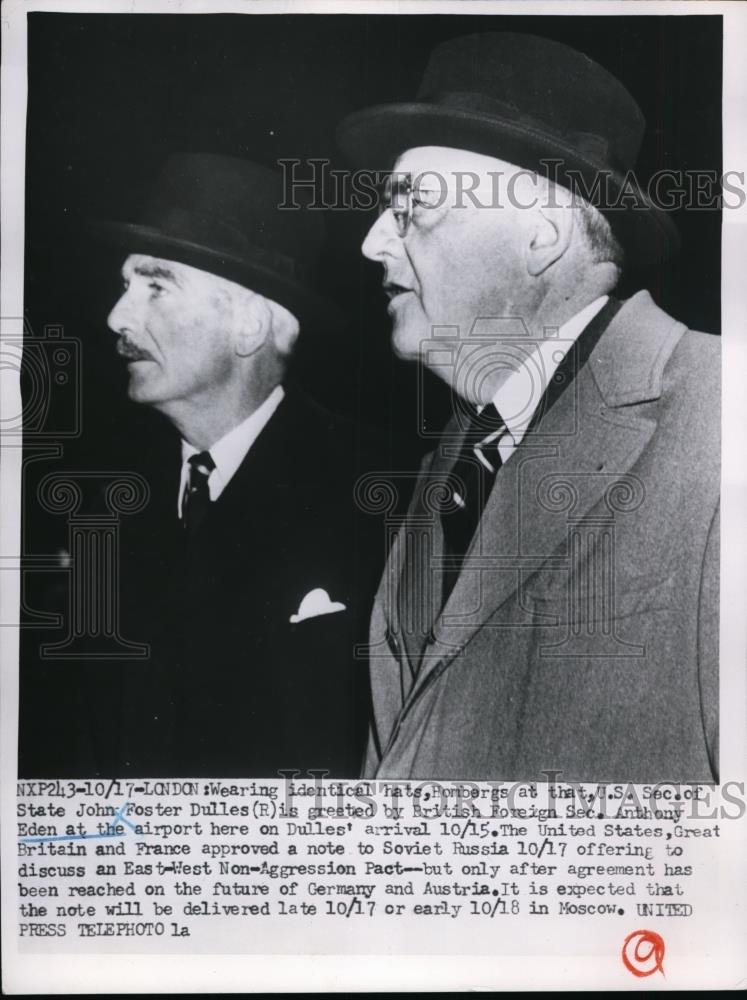 1953 Press Photo US sec of State John Foster Dulles, British Sec. Anthony Eden - Historic Images