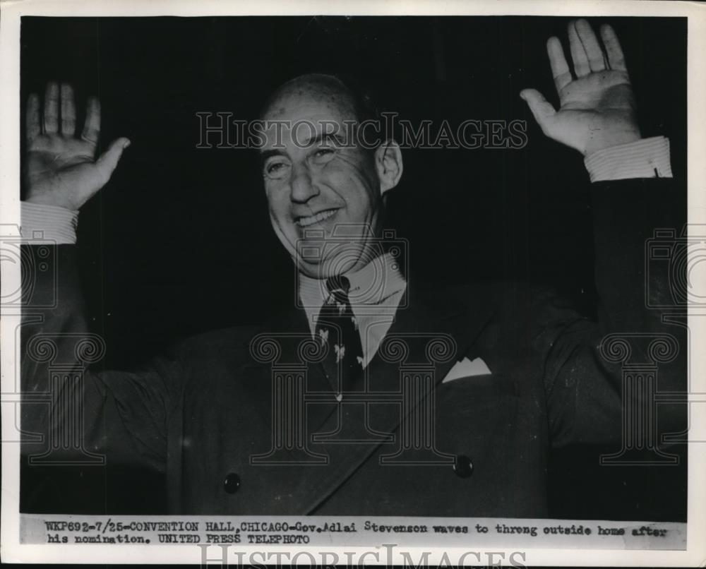 1952 Press Photo Democratic Presidential Nominee Adlai Stevenson Convention Chic - Historic Images