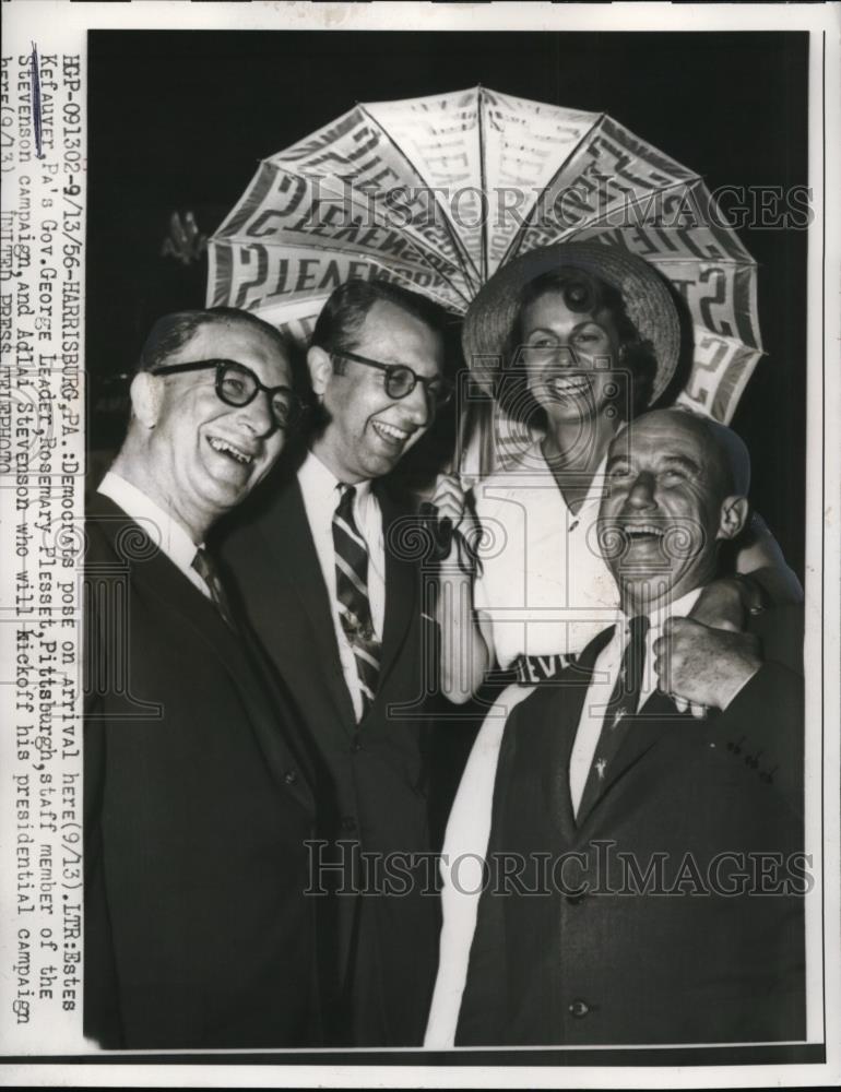 1956 Press Photo Estes Kefauver, George Leader, Rosemary Plesset Adlai Stevenson - Historic Images