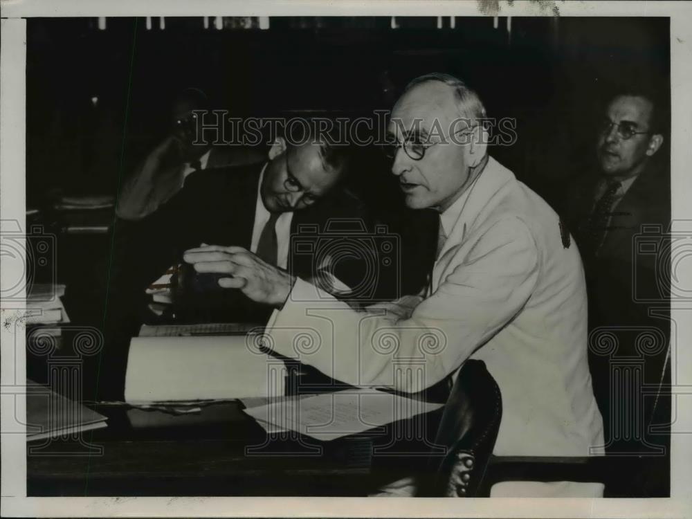 1938 Press Photo Arthur Morgan at the opening of TVA Formal Hearing. - Historic Images