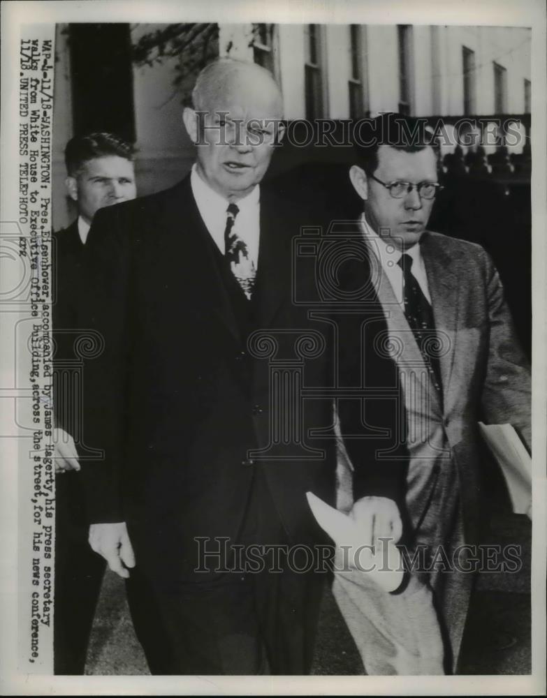 1953 Press Photo President Eisenhower &amp; James Hagerty Press Secretary in DC - Historic Images