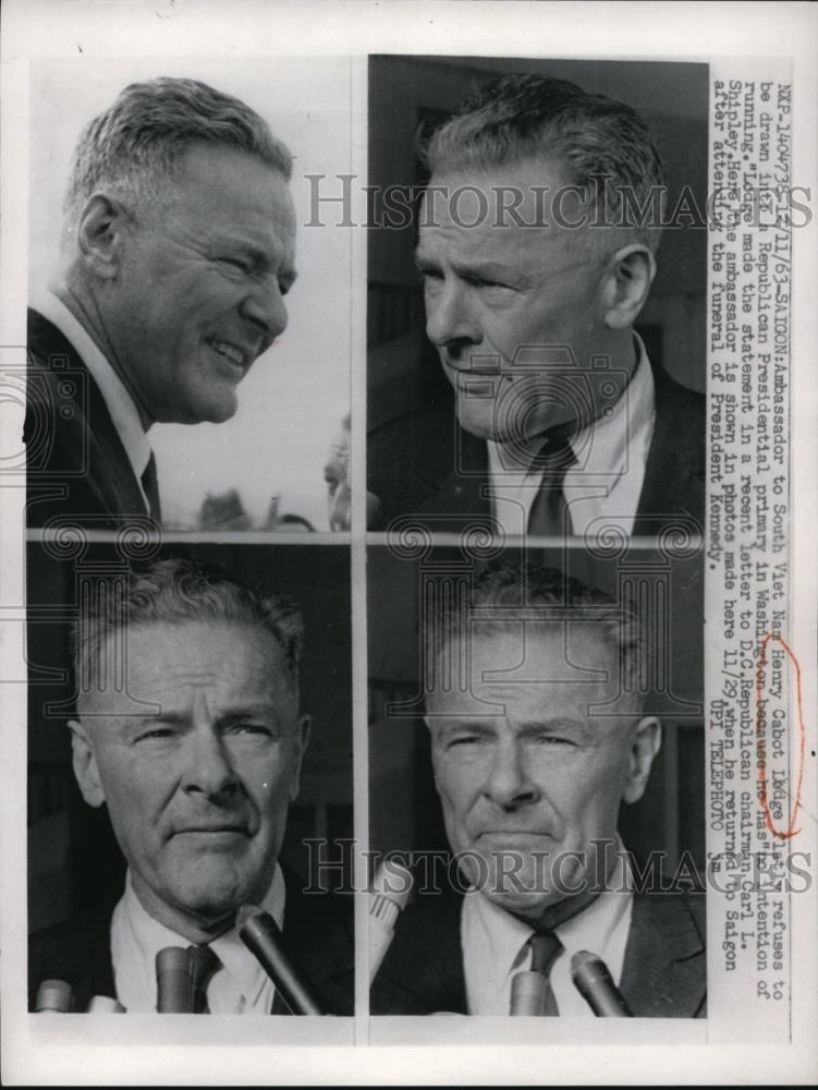 1963 Press Photo Henry Cabot Lodge Ambassador to South Vietnam in Saigon - Historic Images