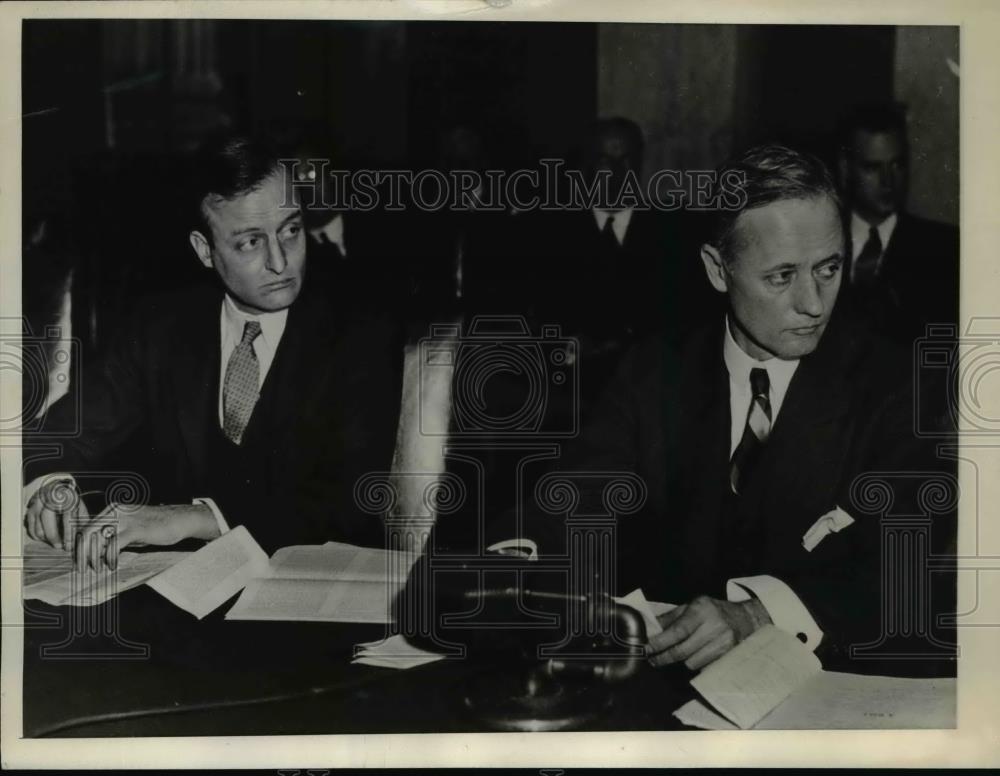 1934 Press Photo Archibald Roosevelt, George B. Gibbons Senate Banking hearing - Historic Images
