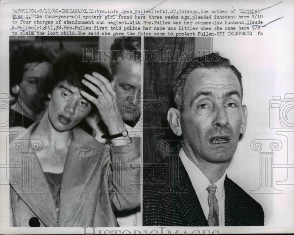 1962 Press Photo Mrs Lois Jean Pullen Mother of Found Child Charged Child Neglec - Historic Images