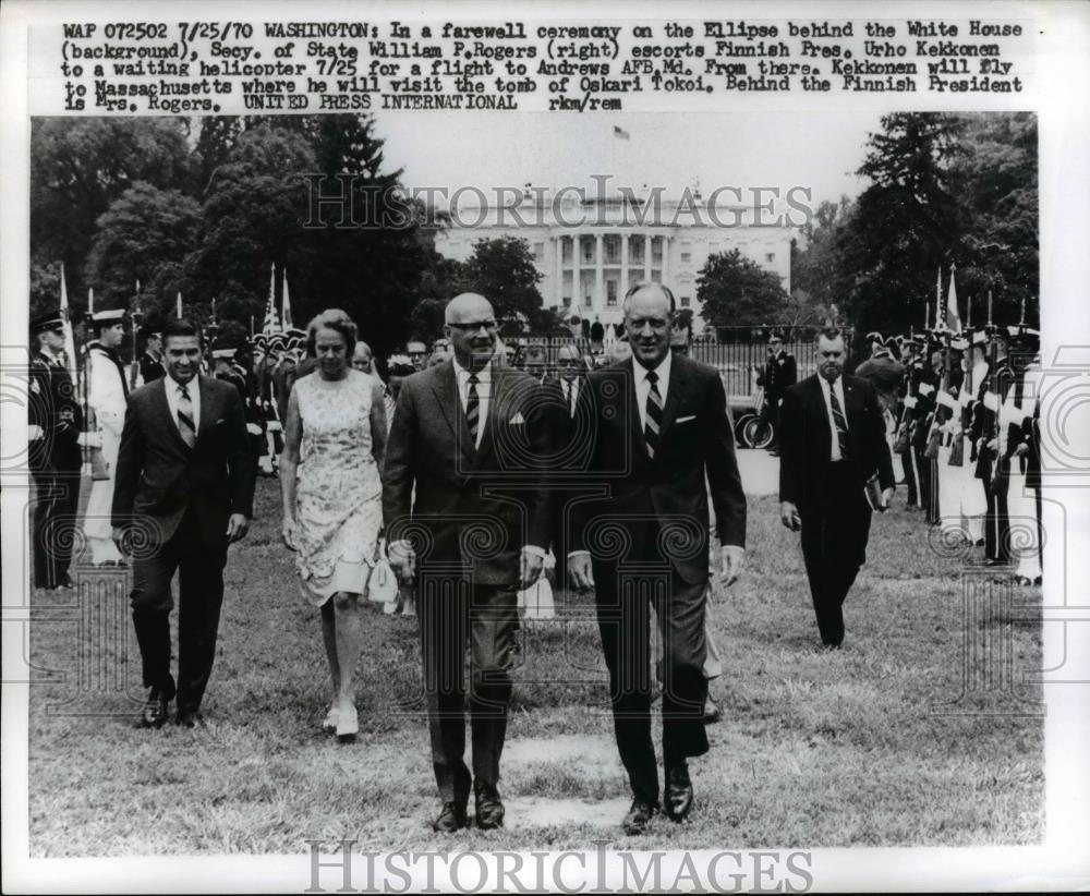 1970 Press Photo Washington Secy of State Willaim Rogers escorts Finnish Pres. - Historic Images