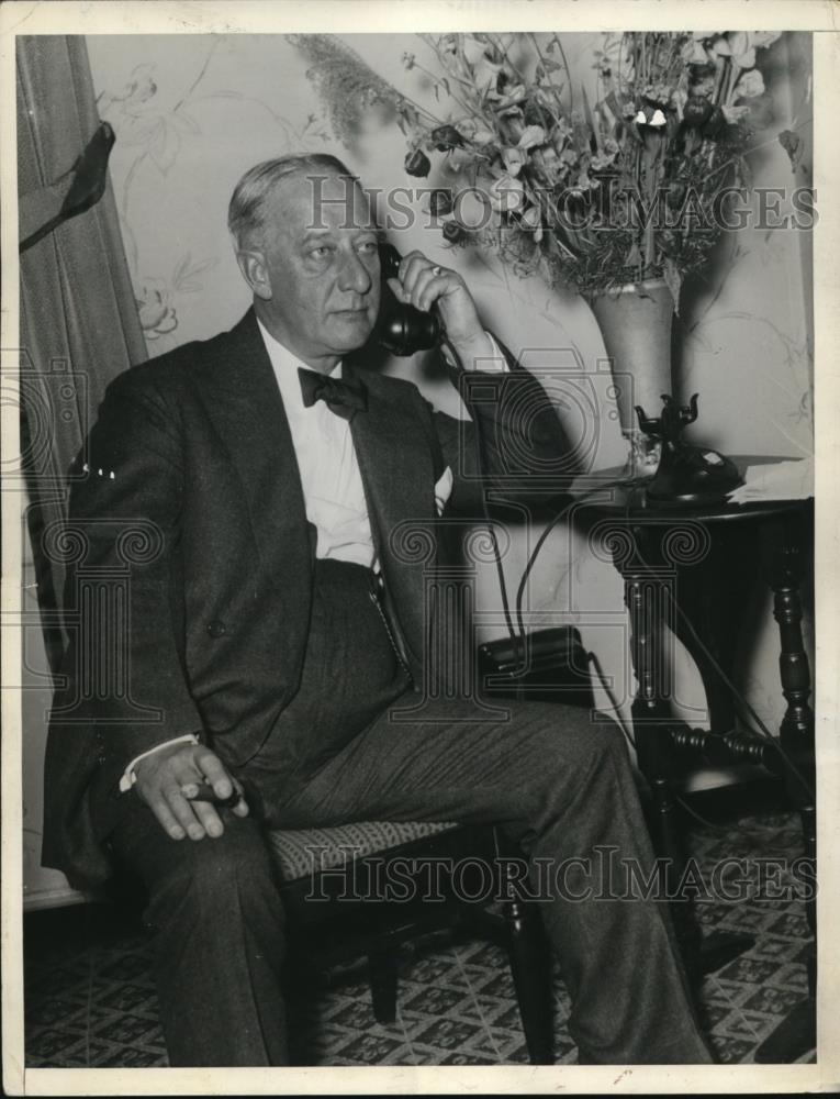 1932 Press Photo Alfred E Smith former NY Governor at DeWitt Clinton Hotel - Historic Images