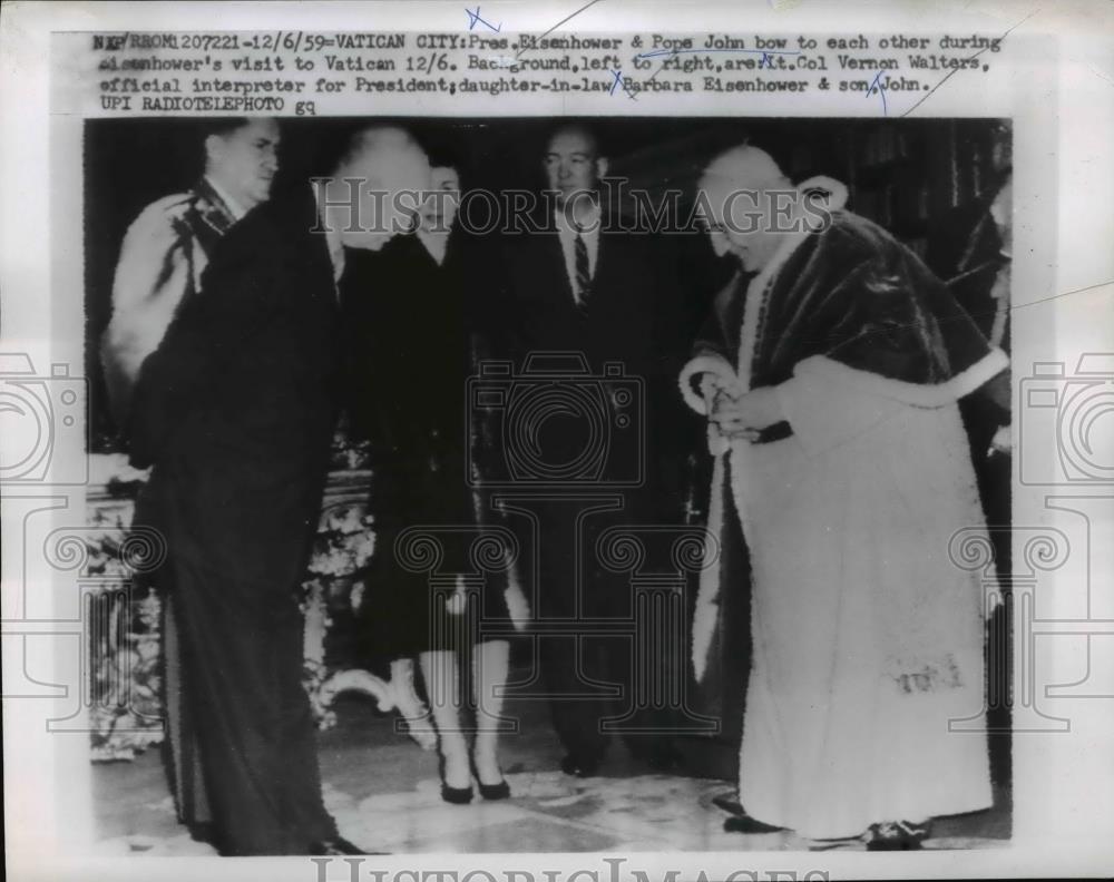 1959 Press Photo President Eisenhower & Pope John at Vatican City - Historic Images