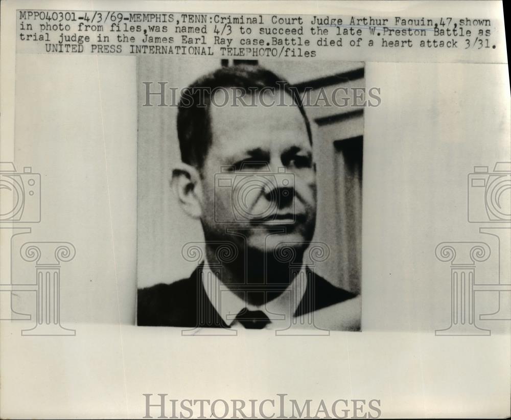 1969 Press Photo Arthur Faquin Criminal Court Judge died of Heart attack. - Historic Images