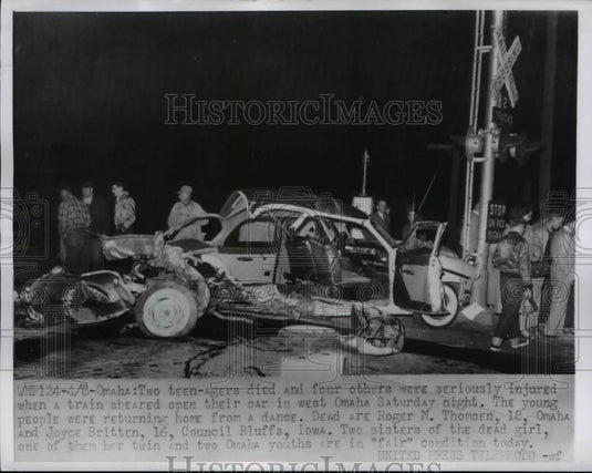 1956 Press Photo R M Thomsen Joyce Britten Killed in Car & Train Accident Omaha - Historic Images