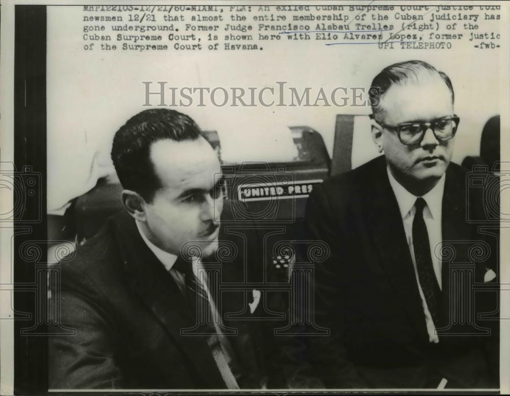 1960 Press Photo Judge Francisco Alabau Trelles, Elio Alvarez Lopez Miami, Flo - Historic Images