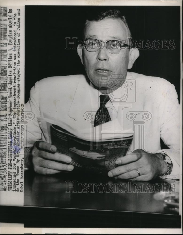 1953 Press Photo Supreme Court Justice William O Douglas - Historic Images