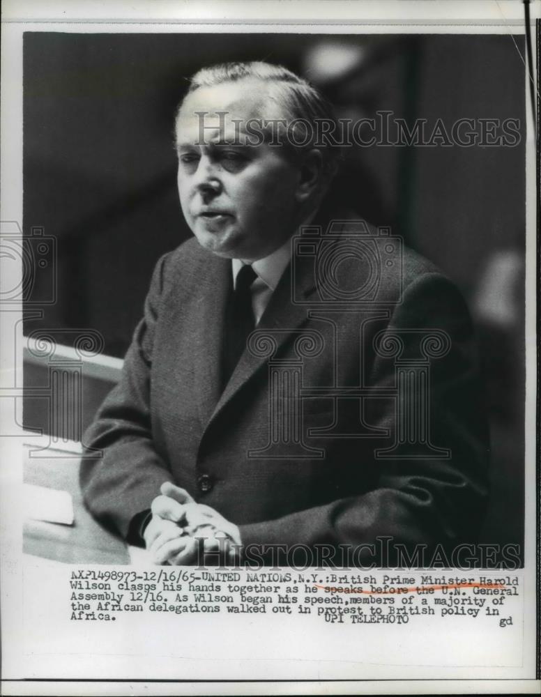 1965 Press Photo United Nations New York, British Prime Minister Harold Wilson - Historic Images