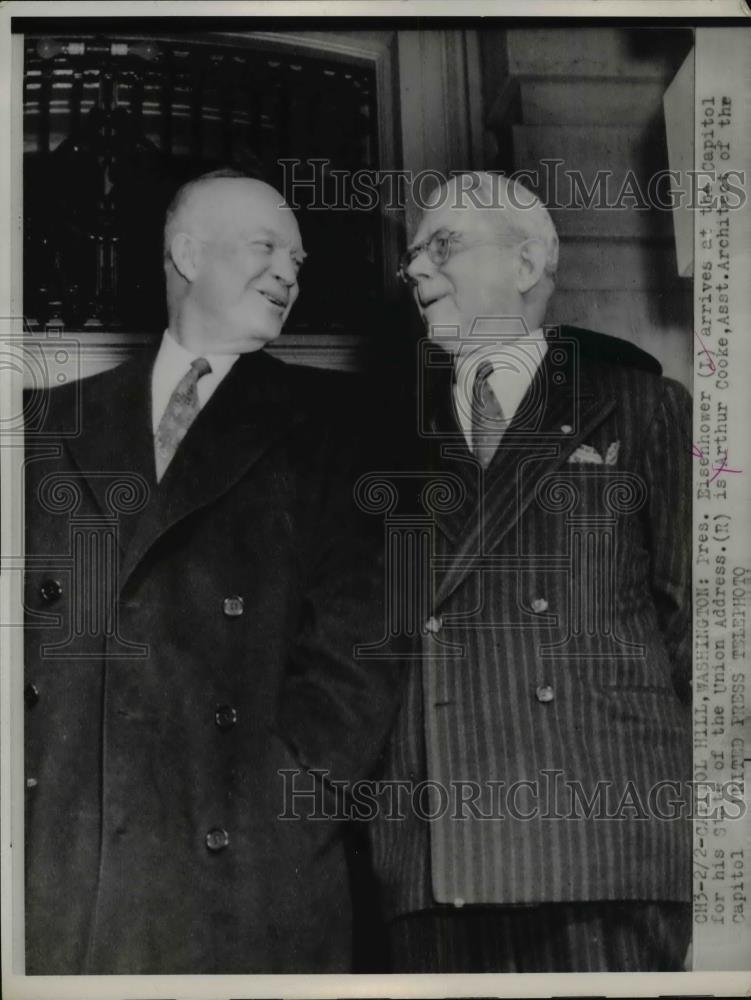 1953 Press Photo Pres. Eisenhower arrive at Capitol for Union Address. - Historic Images