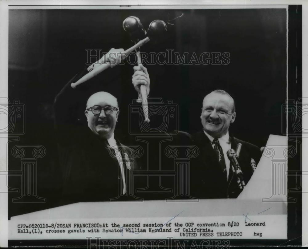 1956 Press Photo GOP Convention Leonard Hall &amp; Senator William Knowland - Historic Images