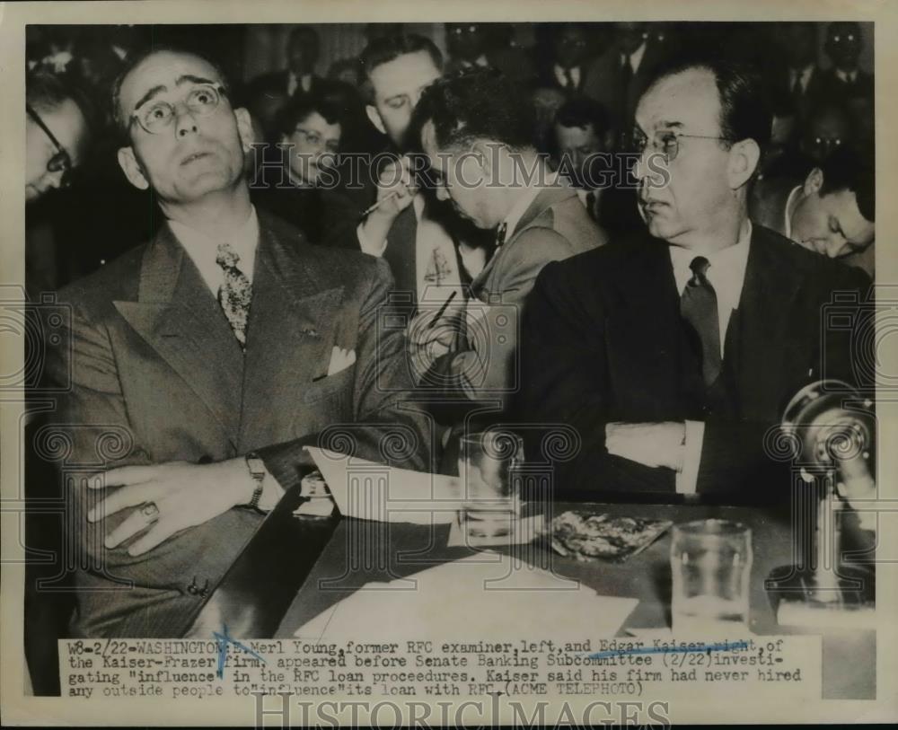 1951 Press Photo E Merl Young Former RFC Examiner and Edgar Kaiser in Washington - Historic Images